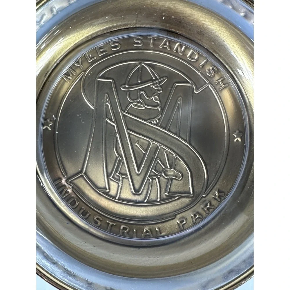 VTG BATES & KLINKE‎ Myles Standish Industrial Park Glass Brass Dish Original Box